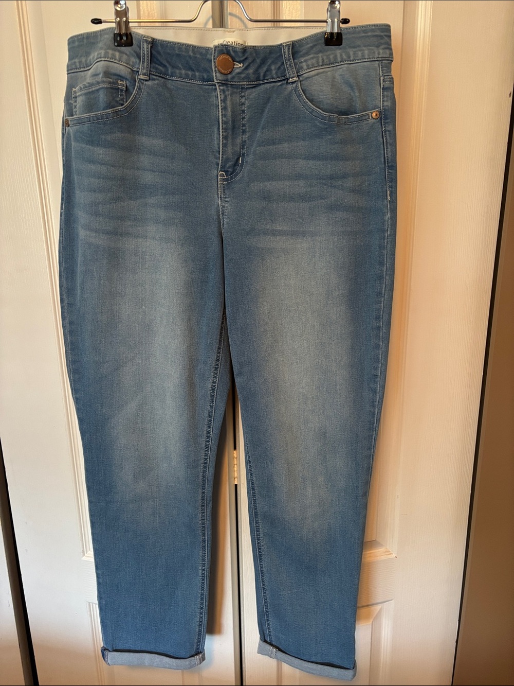 Ankle-Length Stretch Jeans in Light Blue